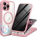 BERFY Magnetic for iPhone 16 Pro Case, Compatible with MagSafe, Built-in Privacy Screen Protector and Upgraded Camera Protection, Anti-Spy Full Body Shockproof Phone Case for 16 Pro 6.3", Pink