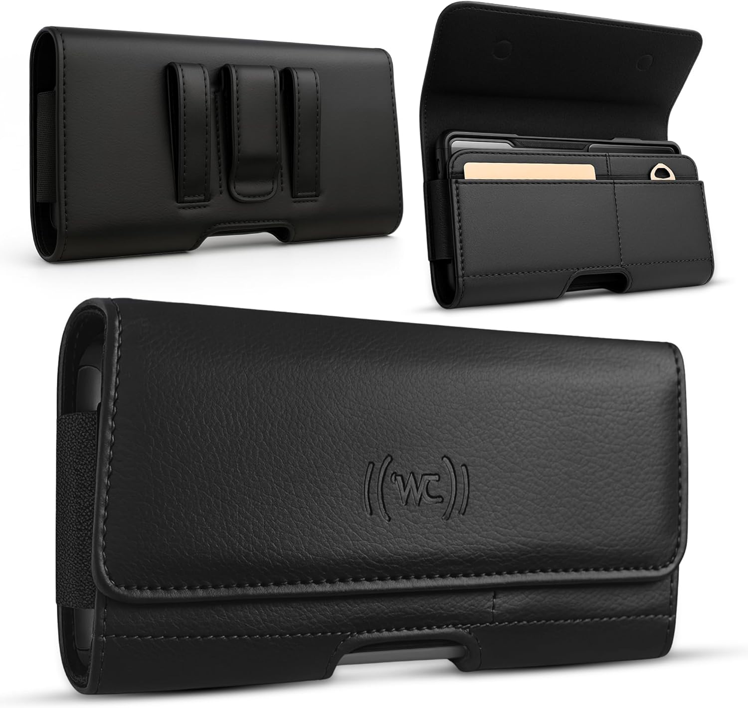 Phone Holster for Men with Credit Card Slot, Cell Phone Case, Fits iPhone 17/16/15/14/13/12 Pro Max – Belt Clip/Loop Carrying Phone Pouch Holder, X Large.
