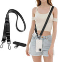 Universal Adjustable Nylon Phone Lanyard - 20MM Multi-Color Options for iPhone Samsung Smartphones (Fits Most Cases) Black
