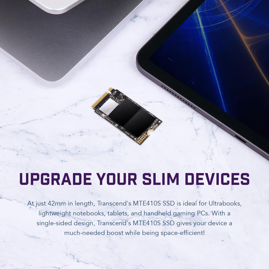 Transcend 512GB M.2 2242 SSD, Up to 5000MB/s, PCIe Gen4x4 NVMe 3D TLC, for Ultra-Thin Laptops, Lenovo Legion Go&Yoga Gen 6, ASUS ExpertBook&ZenBook, Mini PC, DRAM-Less Design for Low Power Consumption