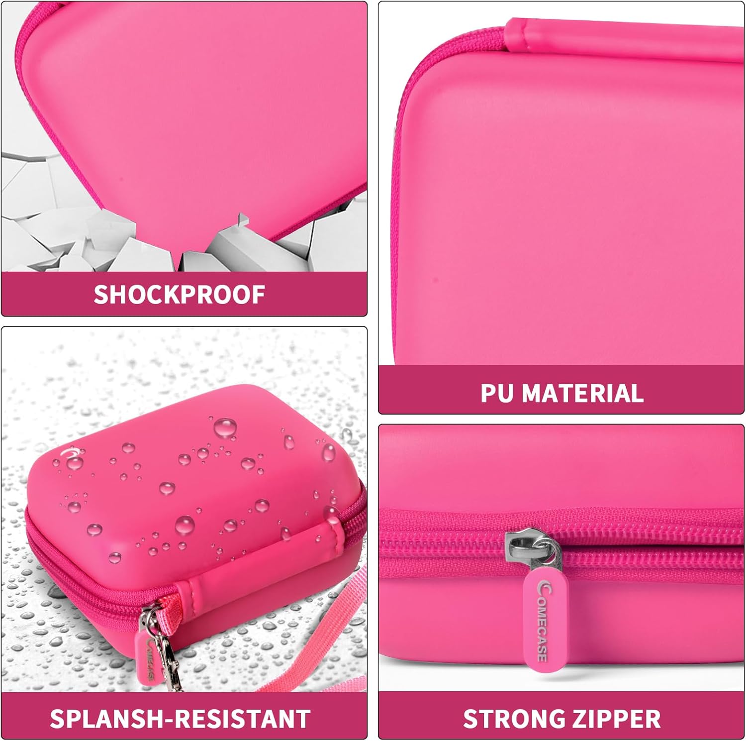 Carrying & Protective Case for Digital Camera, AbergBest 21 Mega Pixels 2.7" LCD Rechargeable HD/Kodak Pixpro/Canon PowerShot ELPH 180/190 / Sony DSCW800 / DSCW830 Cameras for Travel - Bright Pink