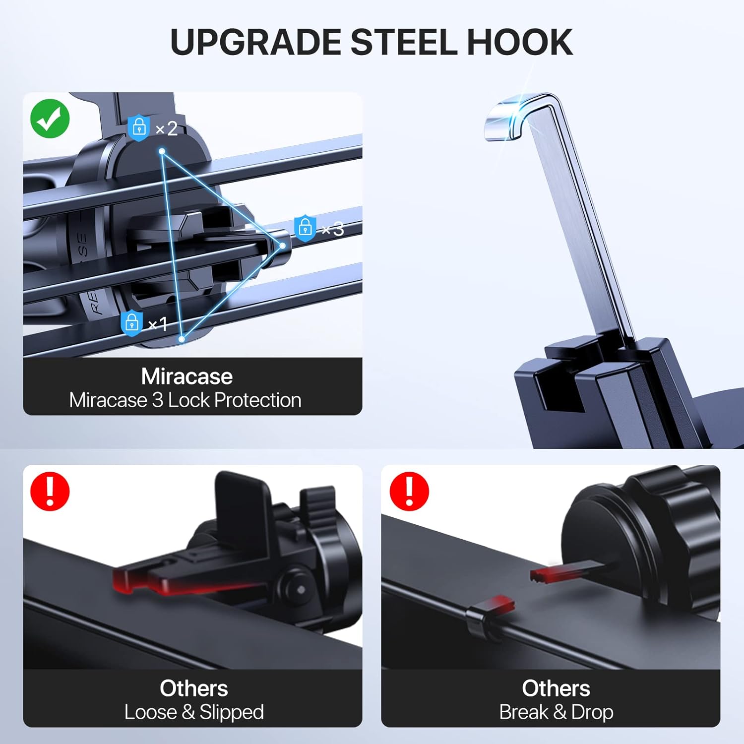 Miracase Upgraded-2nd Generation Universal Phone Holders for Your Car, 3 in 1 Air Vent Car Phone Holder Mount Compatible with iPhone 16/15/14/13/12/11 Series and All Phones