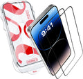 Tempered Glass Screen Protector for iPhone 14 Pro – Full Edge-to-Edge Protection, 9H Hardness, Oleophobic Coating - Screen Saver for iPhone 14 Pro with Applicator Set - Black Design