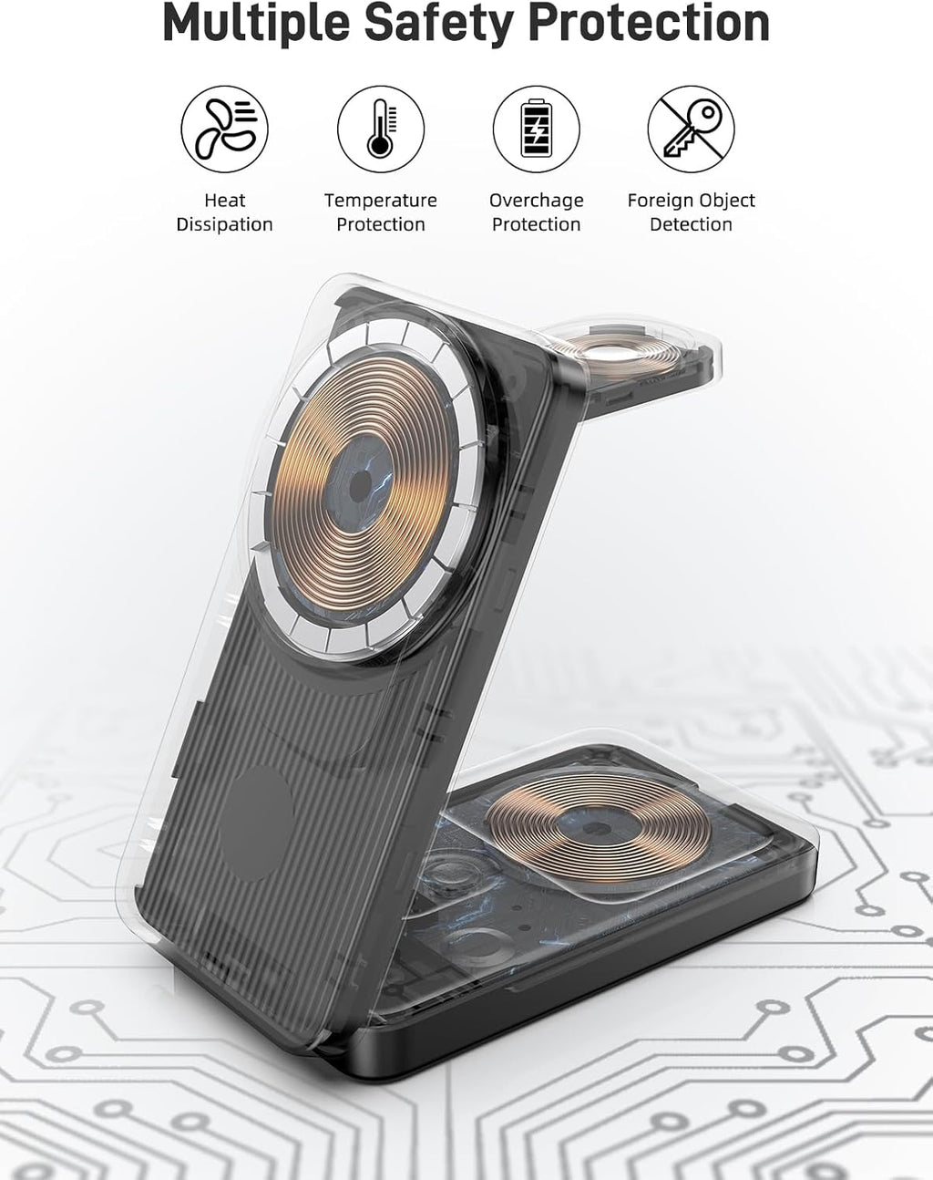 3 in 1 Magnetic Wireless Charger for Samsung, Foldable MagSafe Wireless Charging Station for Samsung Galaxy S25 Ultra/Z Fold7/Flip7/S24, Watch Charger for Galaxy Watch Ultra/8/7/Buds (for Travel)