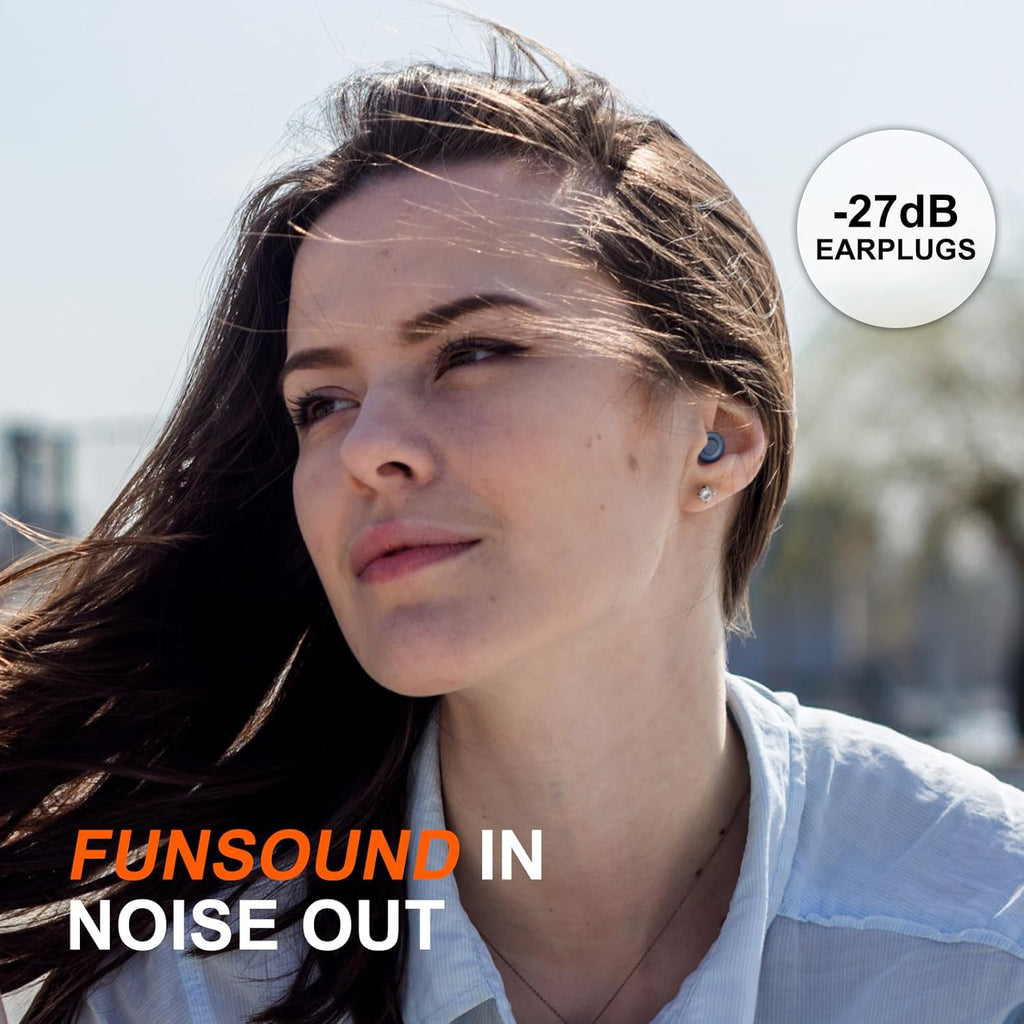 Ear Plugs for Sleeping Noise Reduction Reuseable, Concerts, Focus, Travel, Work, High Fidelity – 7 Pairs Eartips – Flexible Soft – Touch – NRR of 24 and 27 dB Noise Cancelling (Navy Blue)