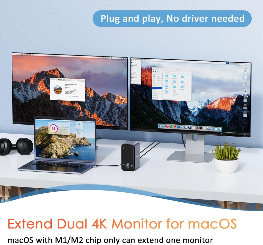 USB C Docking Station Dual Monitor for MacBook Pro, 15 in 2 USB C Laptop Docking Station Dual Monitor HDMI for MacBook Pro/Air with 2 4K HDMI Display, 6 USB A,USB C, SD&Micro SD,LAN, 87W PD 3.0