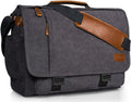 ESTARER Men Messenger Bag 17-17.3 Inch Laptop Bag Water-resistant Canvas Computer Shoulder Bag Briefcase for Work College Travel, Grey