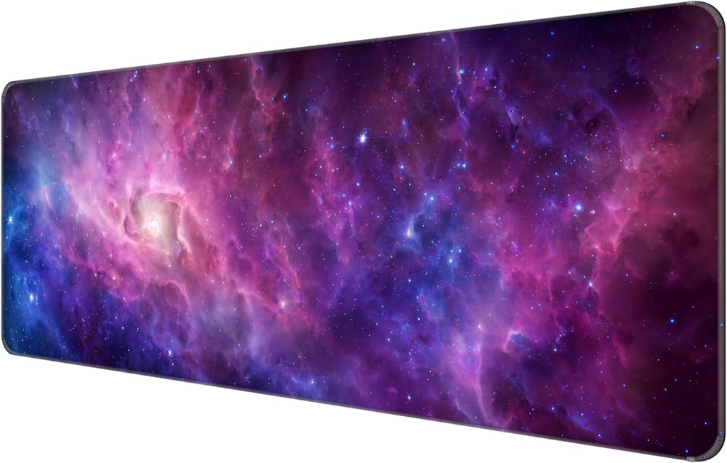 Dynippy Thin Extended Gaming Mouse Pad （31.5 * 11.8 * 0.08 inch） with Stitched Edges Large Mousepad Long XXL Keyboard and Mouse pad Desk Mat for Gaming Office & Home - Galaxy Nebula