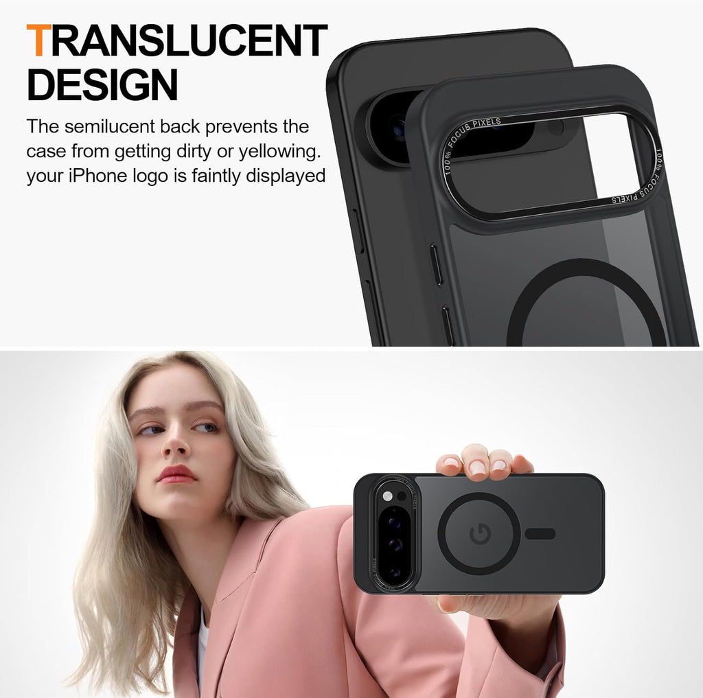 Magnetic for Google Pixel 10 Pro XL Case, [Military Grade Drop Protection] [Compatible with MagSafe] Shockproof Slim Translucent Matte Anti-Slip for Women Girls Men Case, Black