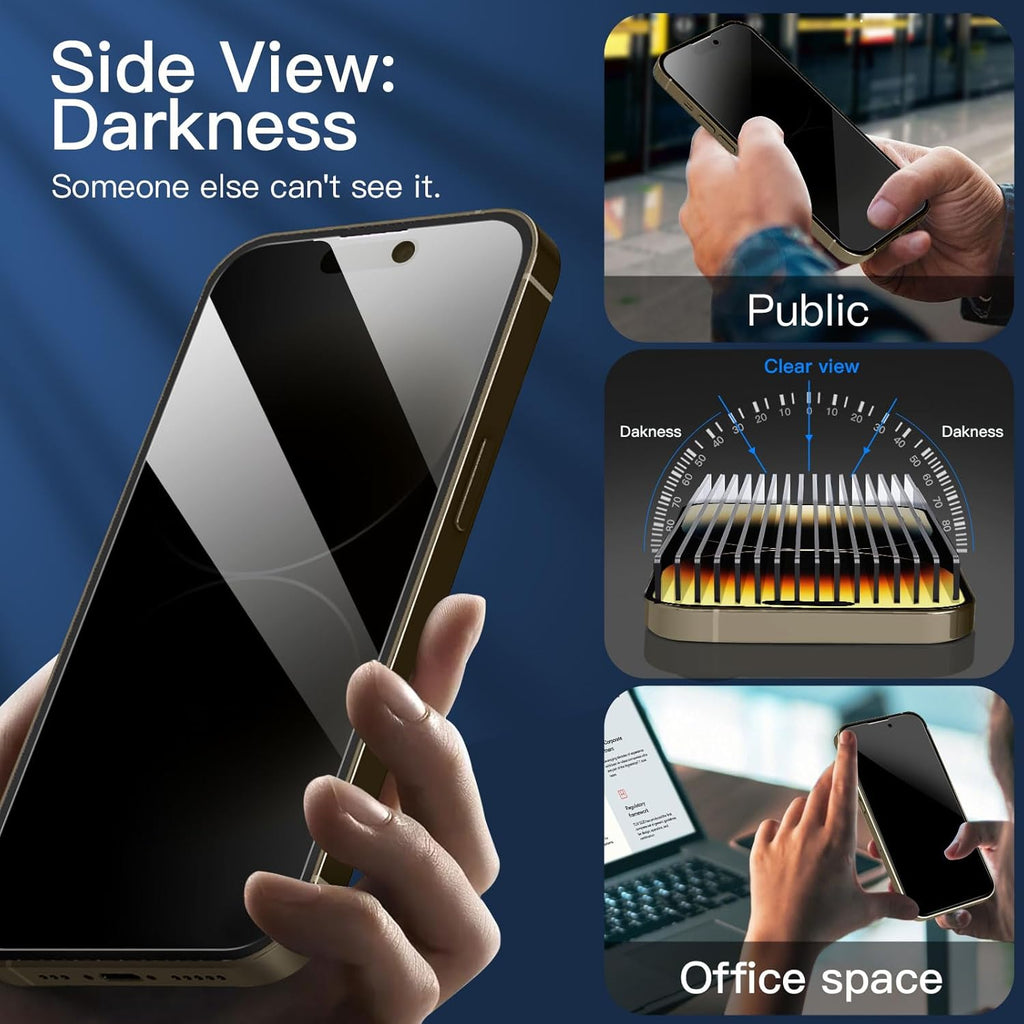 NEW'C 3 Pack Privacy for iPhone 14 Pro Max Screen Protector (6.7"), Enhanced 28-Degree Privacy Angle, Ultra Durable 9H Hardness, Bubble-Free
