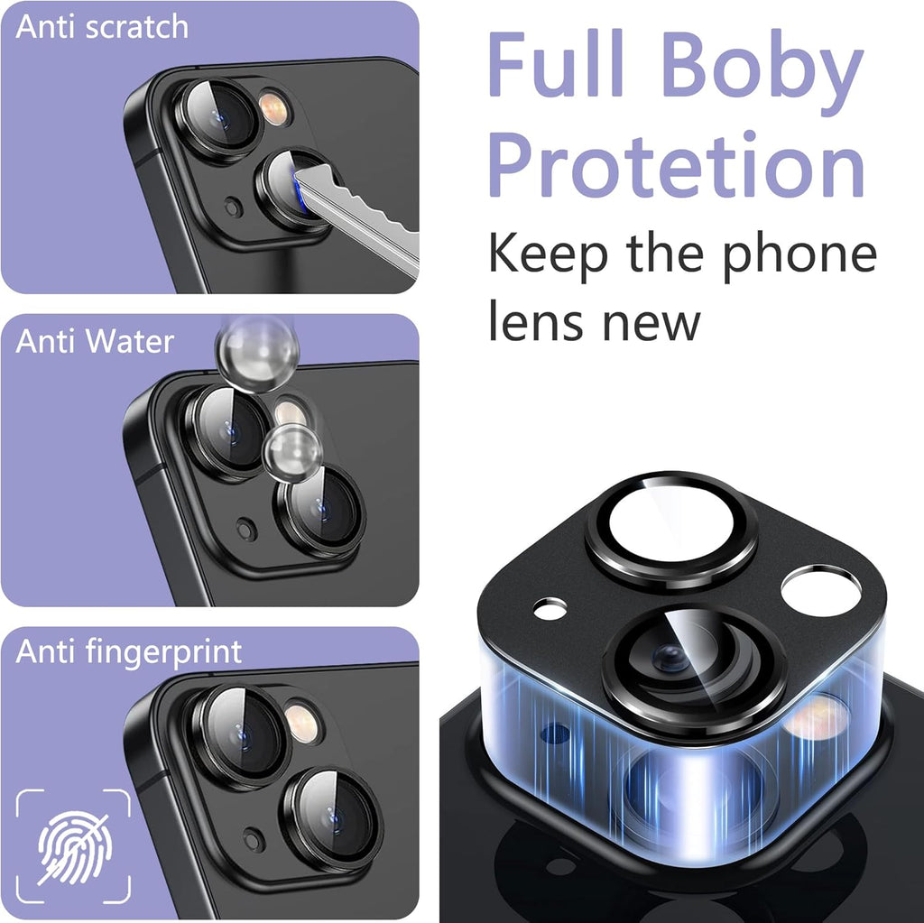 2 Pack Camera Lens Protector for iPhone 15 / iPhone 15 Plus,[Not Easy to Breakn ] AR Tempered Glass Strong Adsorption Metal Camera Cover Screen-Light Green