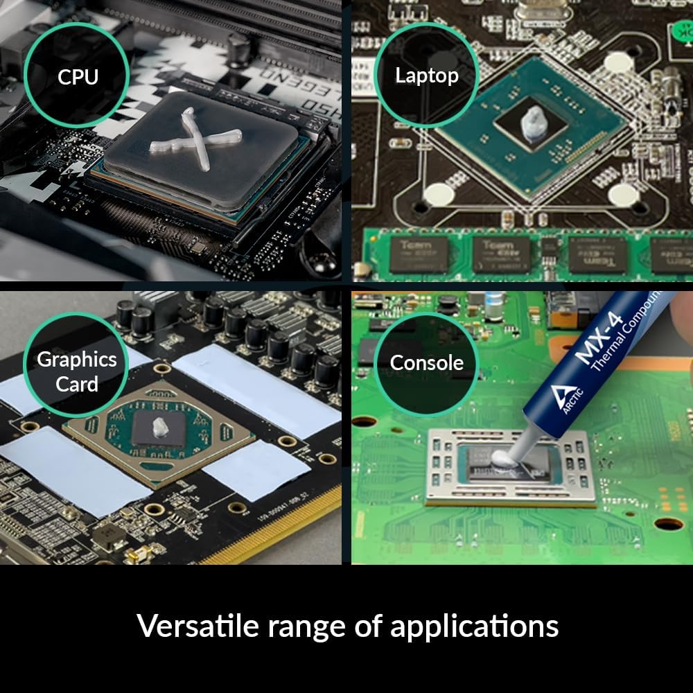 ARCTIC MX-4 (incl. Spatula, 4 g) - Premium Performance Thermal Paste for All Processors (CPU, GPU - PC), Very high Thermal Conductivity, Long Durability, Safe Application