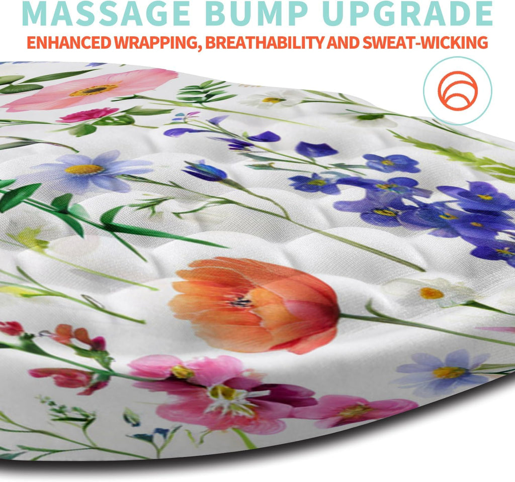 Ergonomic Mouse Pad Wrist Support with Memory Foam Massage Bulge, Carpal Tunnel Pain Relief Mousepad Wrist Rest for Mouse(12x8 inch, Flowers)