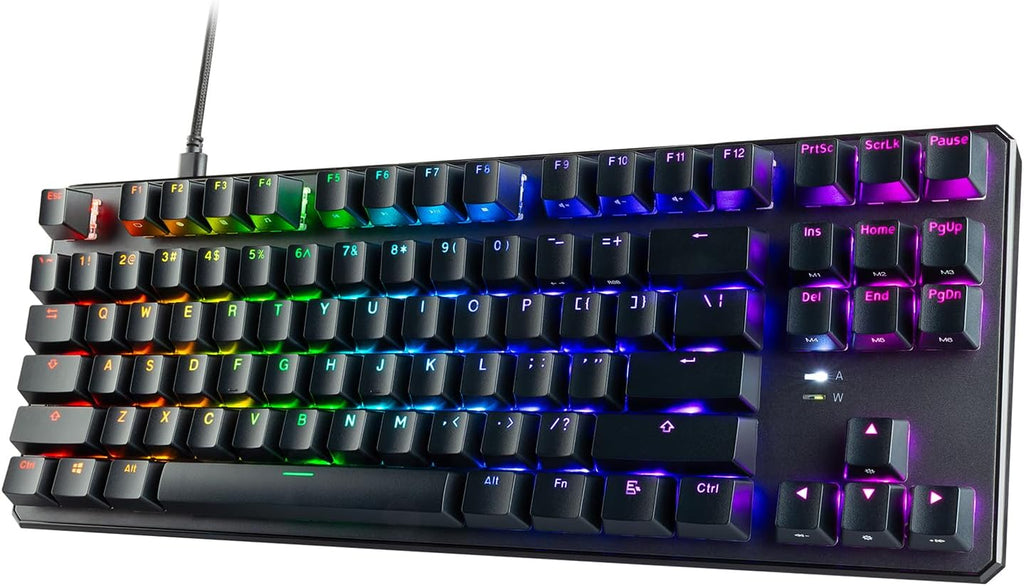 TECWARE Phantom+ 87 Key Mechanical Gaming Keyboard, RGB led, TKL 75% Keyboard, Thocky Sounding, Wraith Pink Switch
