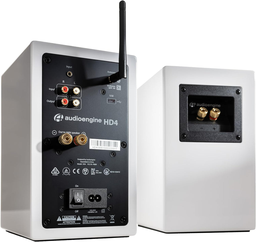 Audioengine HD4 Wireless Bluetooth Bookshelf Speakers - Home Theater, Desktop, Surround Sound, Music, Movies and Gaming - Bluetooth Adaptive aptX 5.3