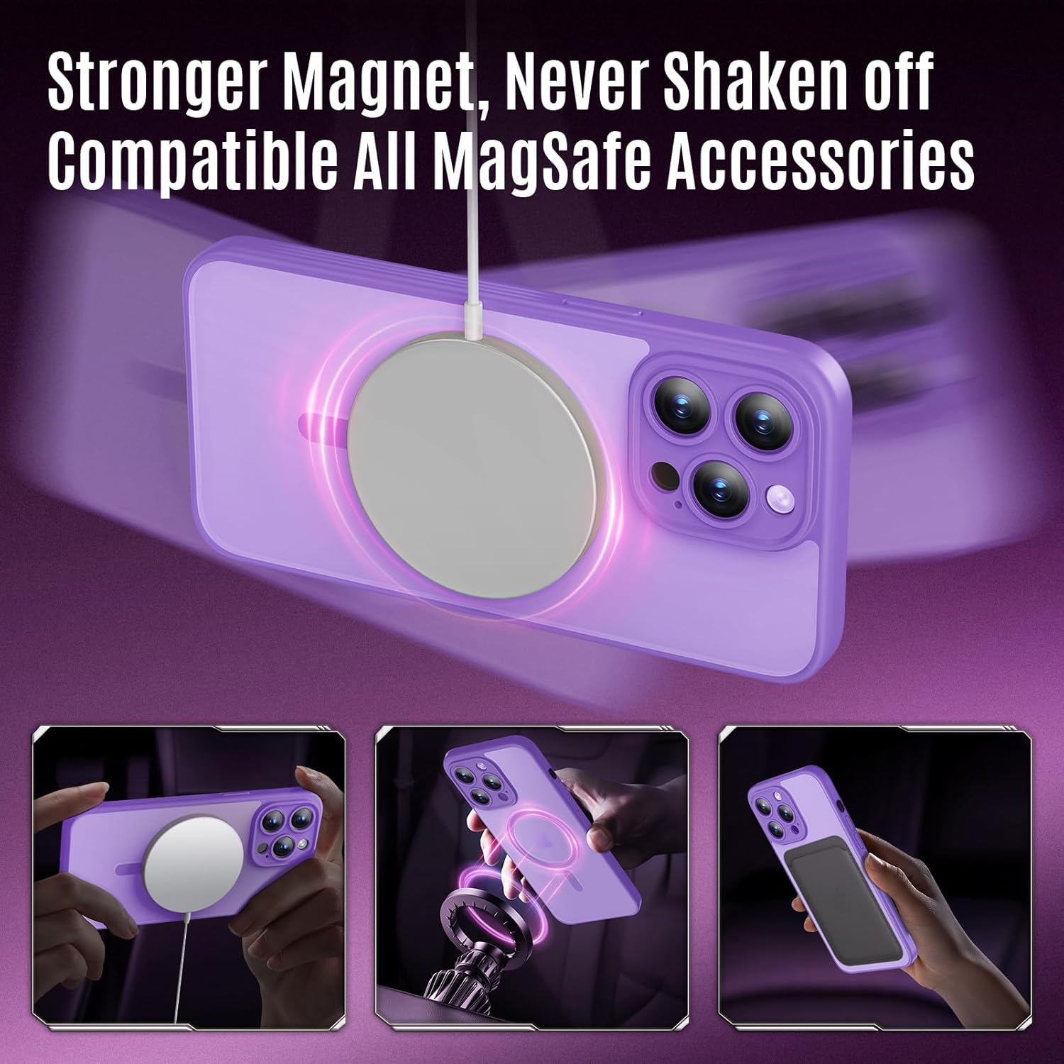Designed for iPhone 12 Pro Case, Compatible with MagSafe, with Privacy Screen Protectors X2, [Camera Protection] [15FT Military Drop Protection] Shockproof Phone Case, 6.1", Light Purple