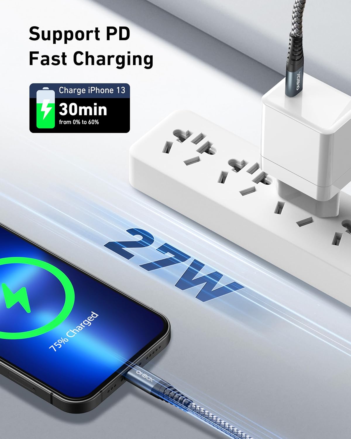 ohbox USB C to Lightning Cable 3Pack 6FT iPhone Fast Charger Cable USB-C iPhone Charging Cord Compatible with iPhone 14 13 13 Pro Max 12 12 Pro Max 11 XS XR X 8 iPad