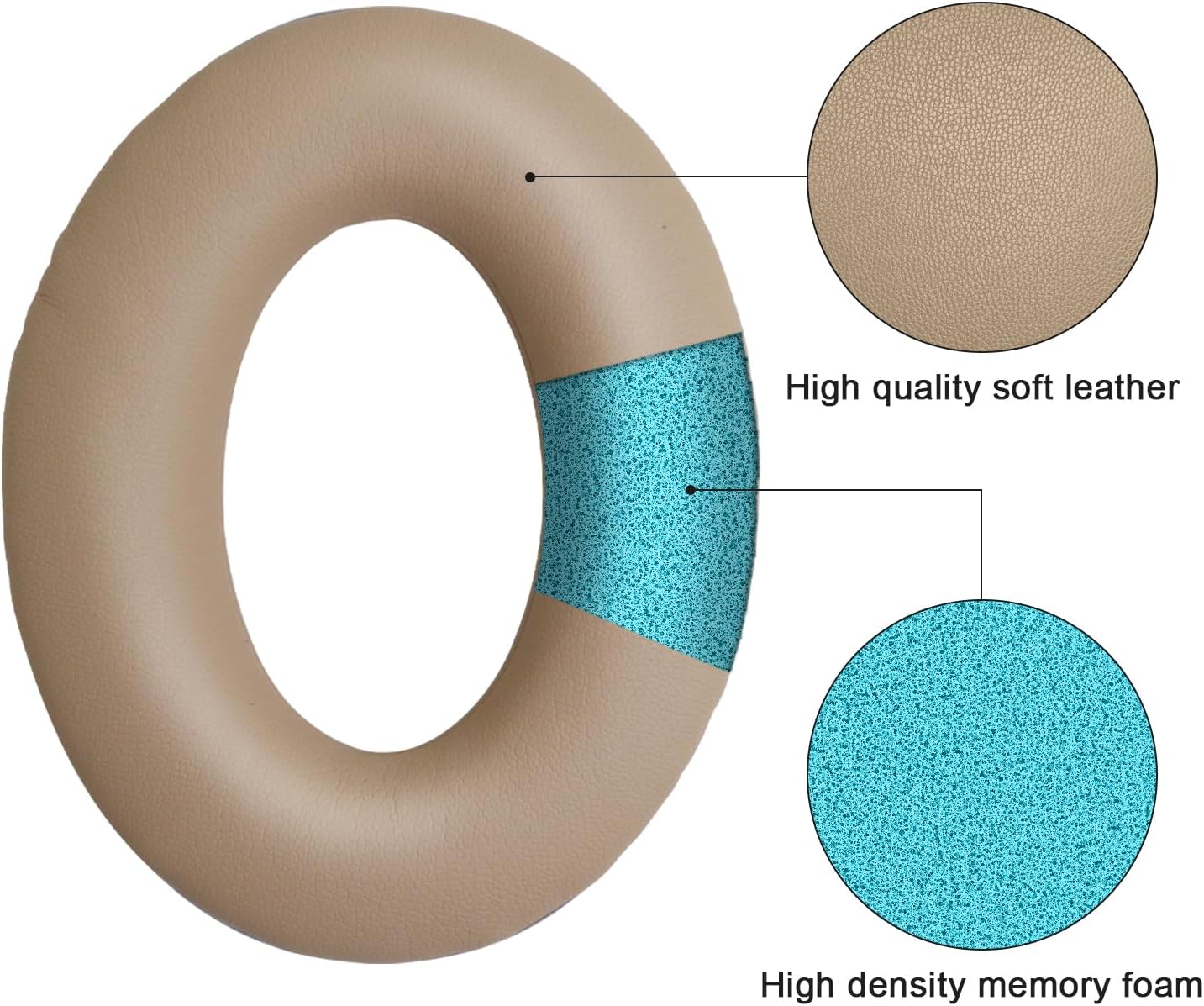 Replacement Ear Pads for Bose QuietComfort 35 35 II 15 25(qc 35 25 15/QC35 ii), Headphone Ear Covers, High Density Memory Cotton, Soft Leather, Adaptive Noise Isolation Headphones Pads Cushions