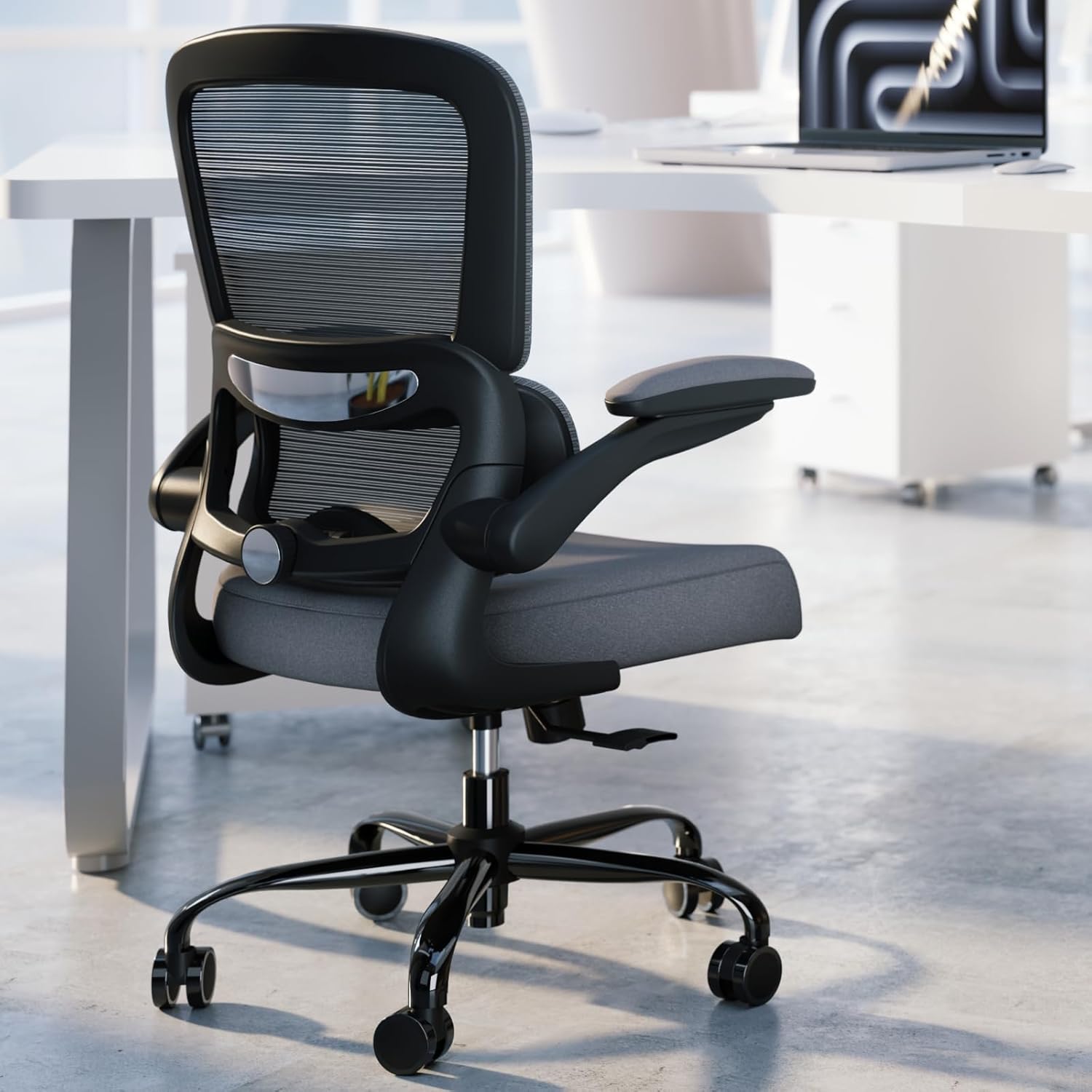 TRALT Office Chair - Ergonomic Desk Chair with Adjustable Lumbar Support, Mesh Computer Chair, Executive Chair for Home Office Comfortable Lumbar Support (Fog Gray)