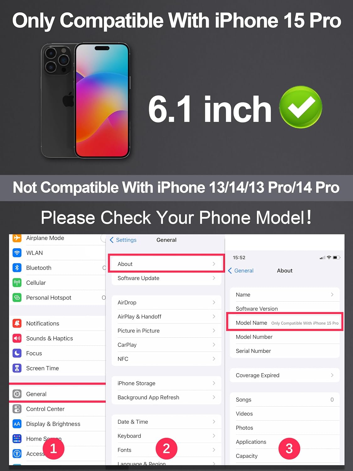 Compatible for iPhone 15 Pro Privacy Screen Protector 6.1 inch, Anti Spy Anti Blue Light HD Tempered Glass Screen Protector Easy Installation, Case Friendly, 2 Pack Black