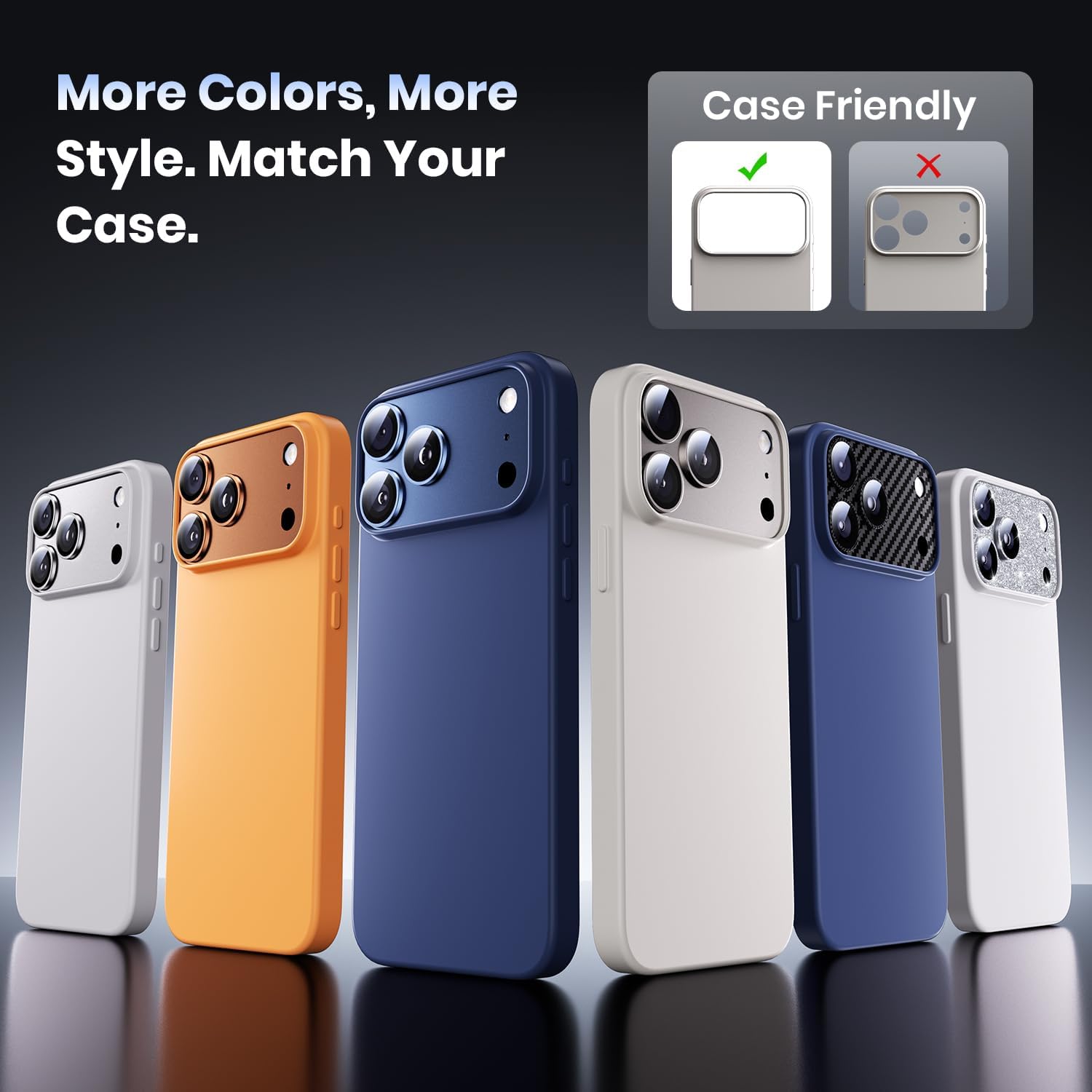 Hoerrye for iPhone 17 Pro Camera Lens Protector - [12FT Shatterproof Military Grade] [Strong Adsorption] Metal Top 9H+ Tempered Glass Camera Screen Full Protective Cover Case Friendly,Gray