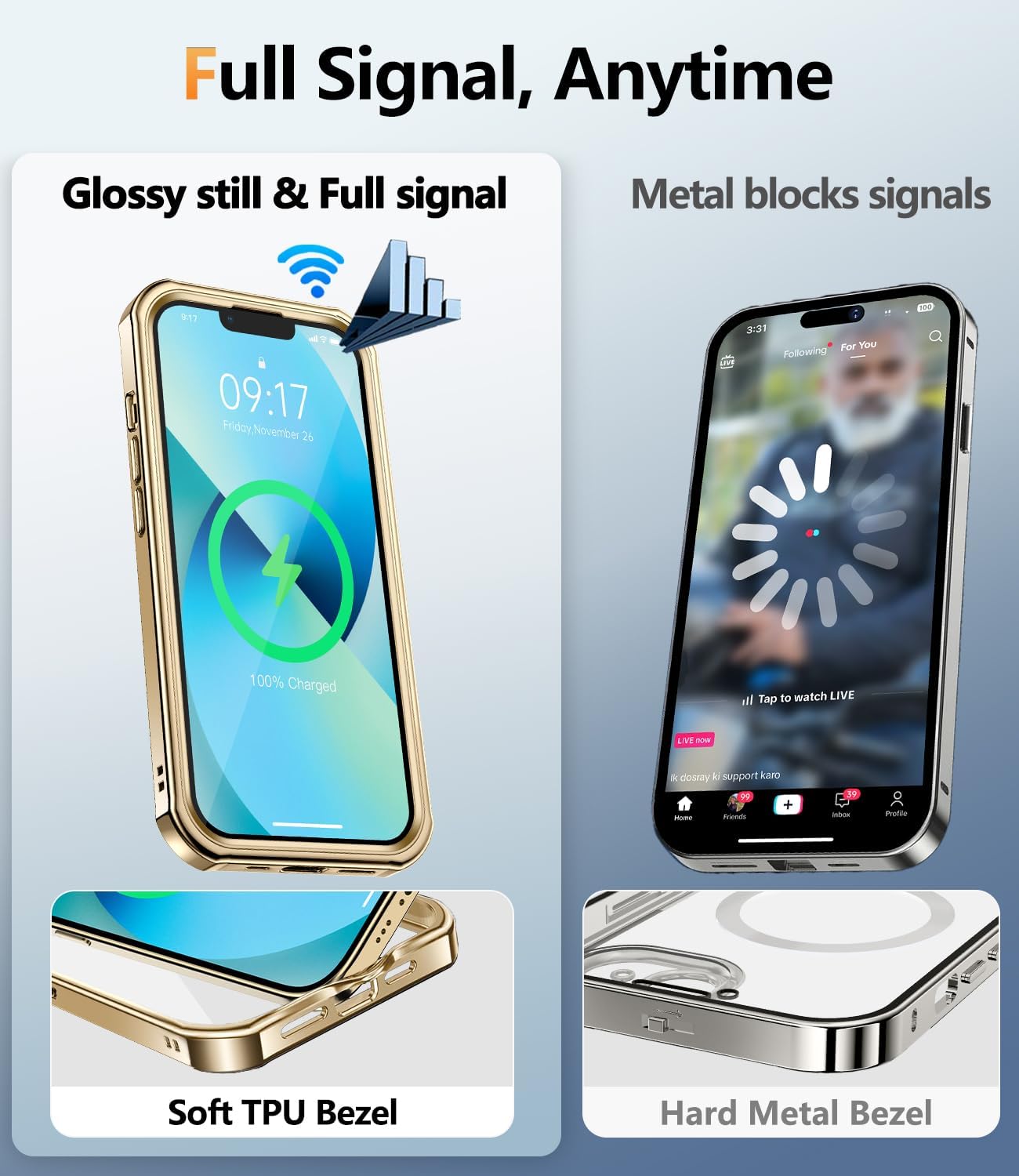 [360° Rotatable CD Stand & Built-in Privacy Screen Magnetic Case for iPhone 13 [Compatible with MagSafe & Full Signal] Mil-Grade Shockproof Full Body Anti-Spy Cover for 13-Gold