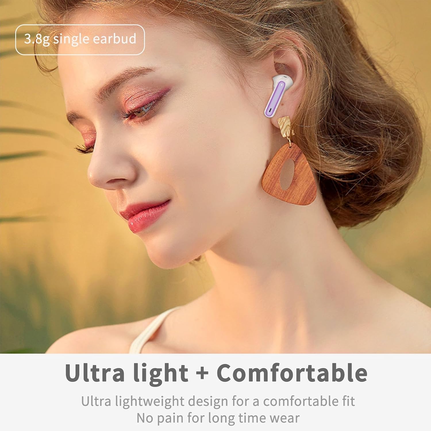 Wireless Earbuds, Bluetooth 5.4 Headphones in Ear with 4 ENC Noise Cancelling Mic, New Wireless Earphones HiFi Stereo Deep Bass 40H Playtime, in-Ear Bluetooth Earbuds LED Display IP7, USB-C, Violet