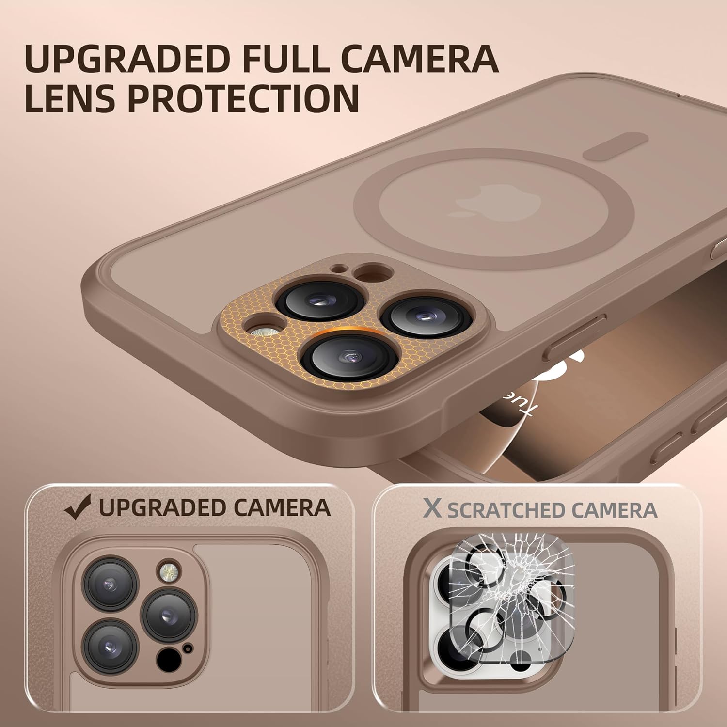 BERFY Magnetic for iPhone 16 Pro Max Case, Compatible with MagSafe, [Built-in 9H Tempered Glass Screen Protector & Camera Protection] Full Body Matte Phone case for 16 Pro Max, Withered Brown