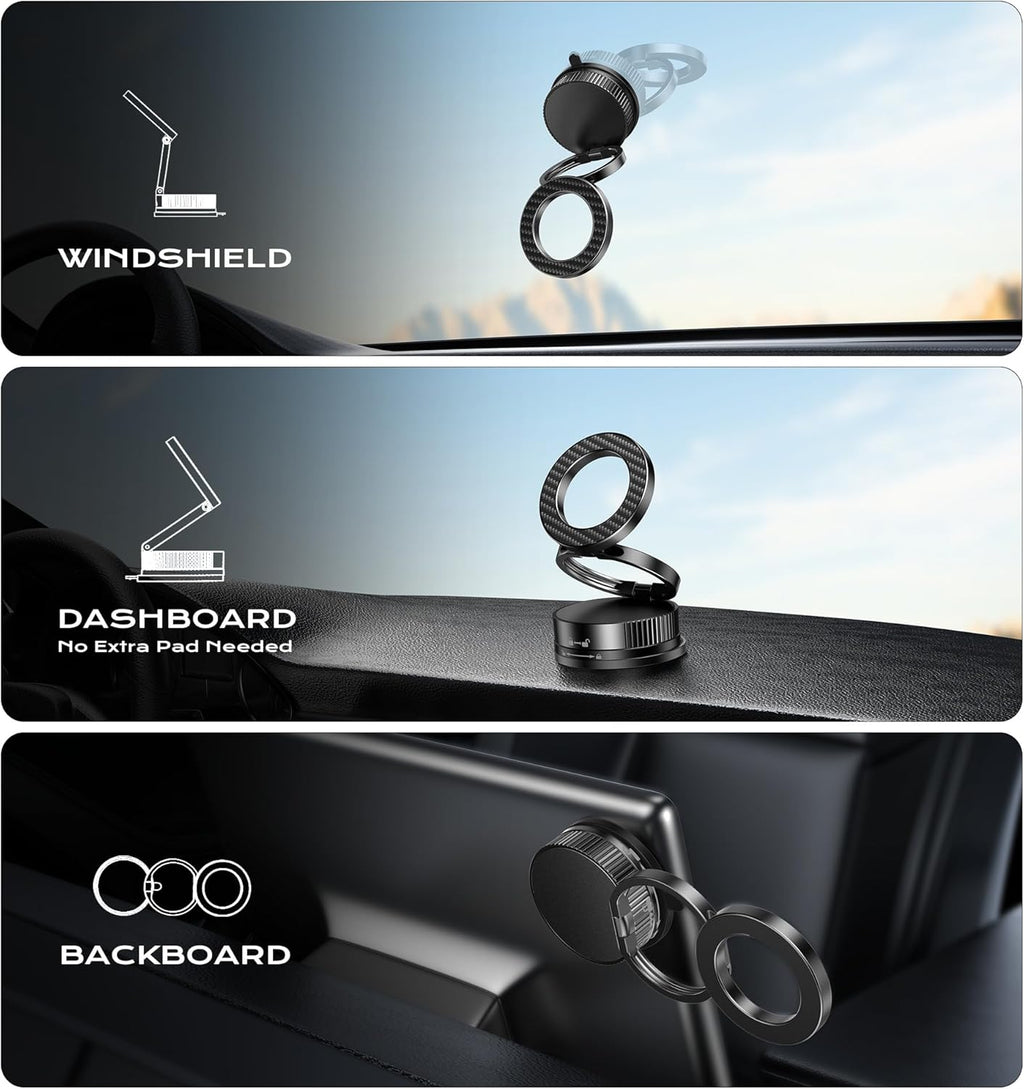 Latest Upgraded Suction Cup Phone Mount Nano Gel 360°Phone Stand Vacuum Magnetic Car Phone Holder for MagSafe Car Mount 110 LBS Car Accessories for iPhone 16/15/14/13/12 / Android