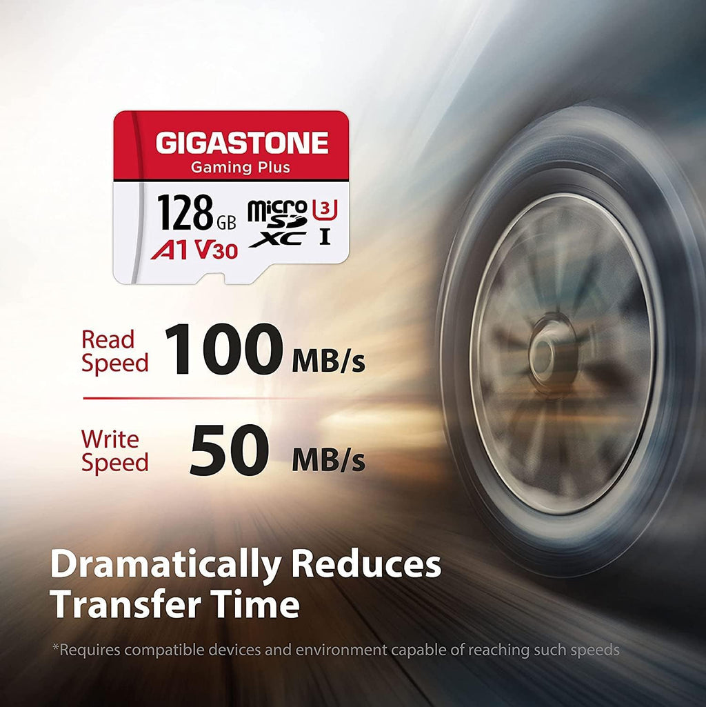 GIGASTONE 128GB Micro SD Card with USB Type C Card Reader, Gaming Plus, MicroSDXC Memory Card for Nintendo-Switch 1, 4K Video Recording, UHS-I A1 U3 V30 C10, up to 100MB/s, with Adapter