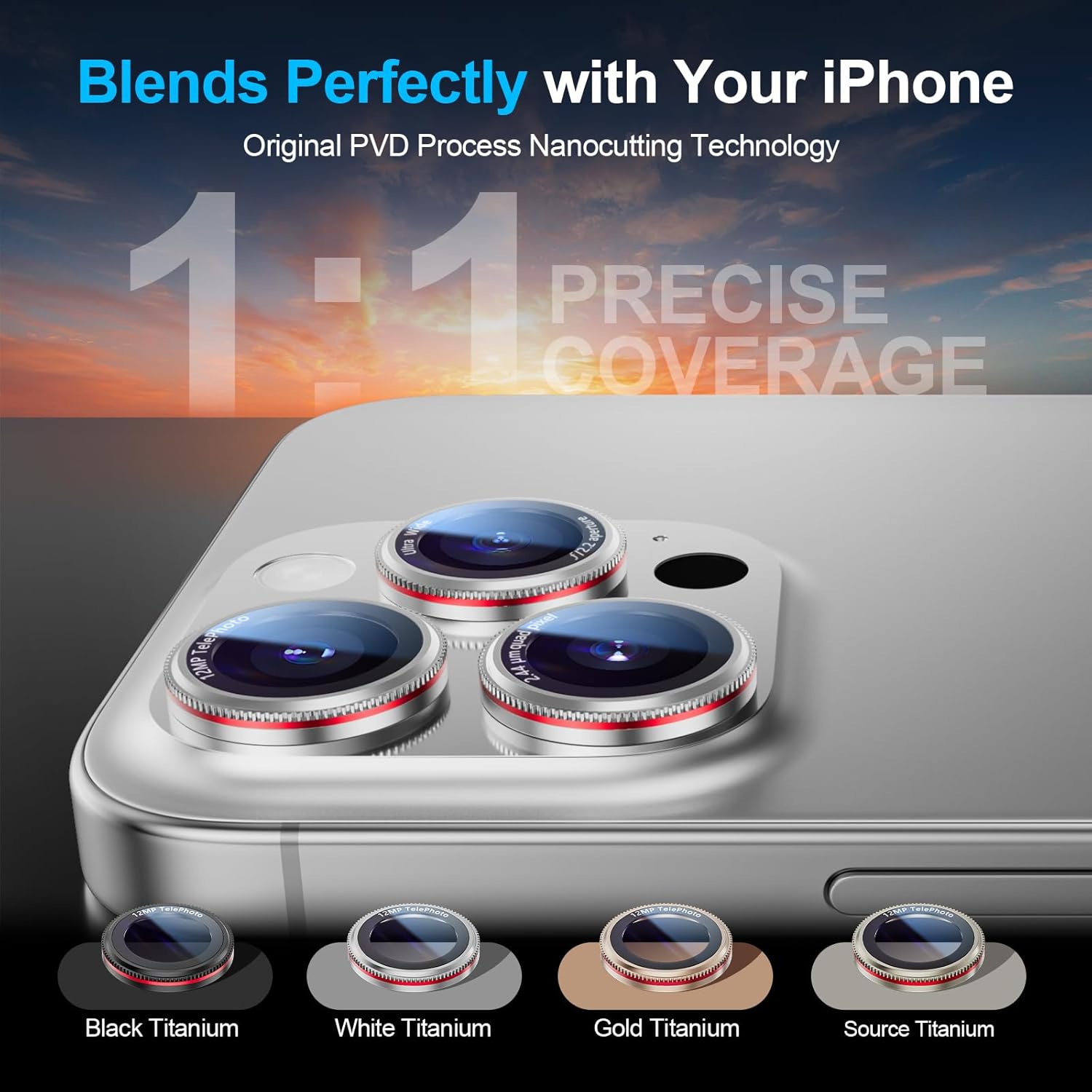 X-it 2 Pack Camera Lens Protector, Shatterproof Anti-Scratch Ultra HD Camera Protector, Anti-Glare Tempered Glass Lens Protector for iPhone 15 Pro Max/15 Pro/14 Pro Max/14 Pro, Case Friendly,SilverRed