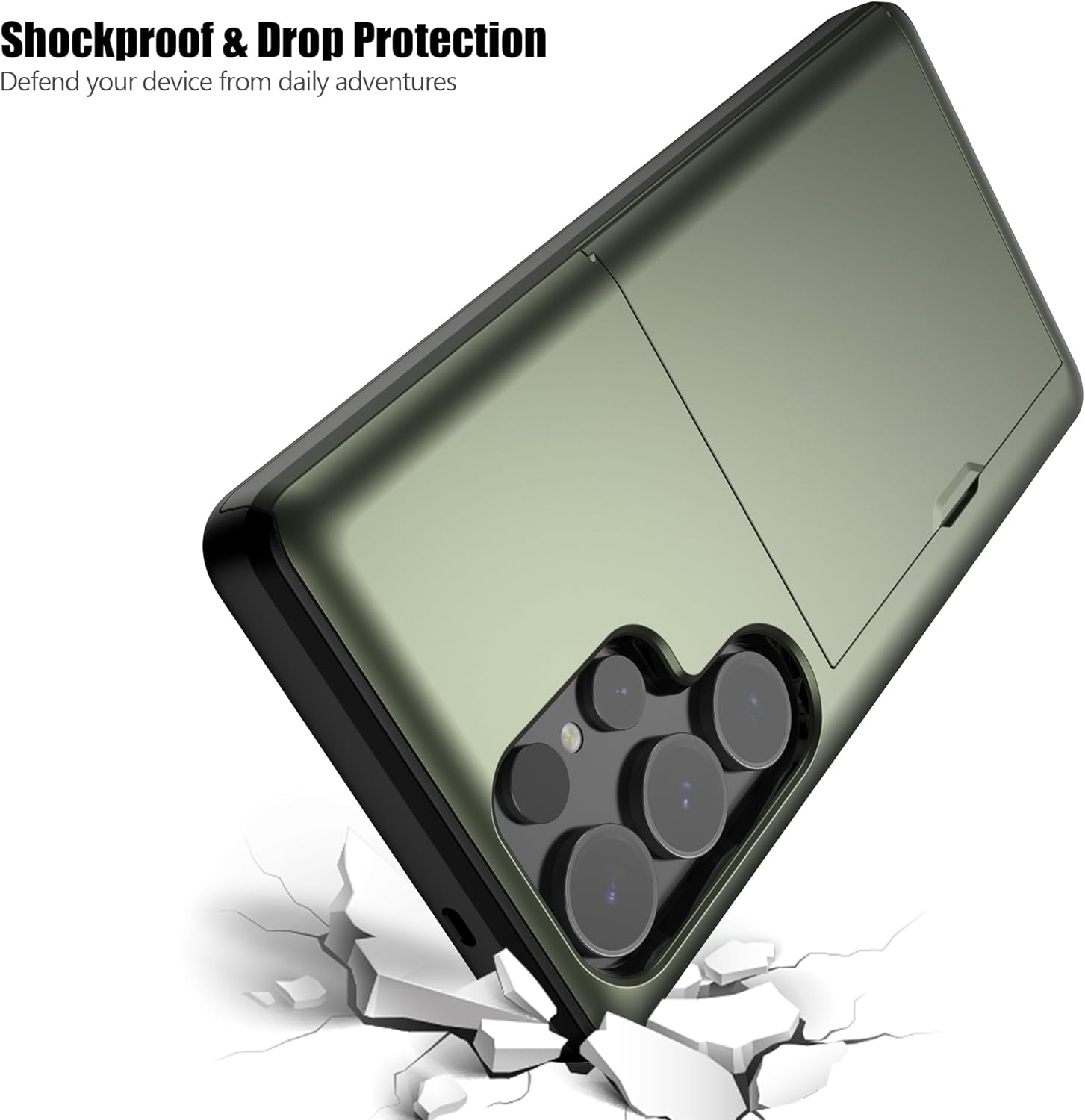 Nvollnoe for Samsung S25 Ultra Case with Card Holder Dual Layer Heavy Duty Protective Case Hidden Card Slot Slim Wallet Case for Samsung S25 Ultra 6.9''(Green)