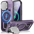 Camera Stand Case for iPhone 15 Pro Max, [Compatible with Mag Safe] [Lens Cover] 2024 Version Military Grade Protective Soft Case for iPhone 15 Pro Max 6.7 inch Men Women, Purple