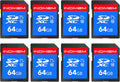 INDMEM SD Card 64GB 8-Pack, Class 10 64GB High Speed up to 90M/S Full HD Video Flash Memory Card MLC Standard Secure Digital Cards Camera Cards