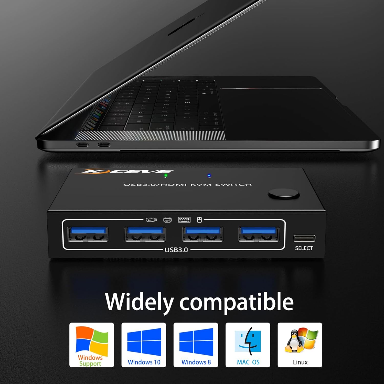 HDMI KVM Switch 1 Monitors 2 Computers 4K@60Hz, USB3.0 KVM Switches EDID Simulator 2 Ports for 2 PC Sharing Single Monitor and Keyboard Mouse with Wired Extend Controller and USB3.0 Cables