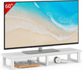 YAOHUOO 45" Large TV Riser for 32-60 inch TV, TV Riser Stand Shelf with Steel Legs, Tabletop TV Stand Riser for Home Office,White