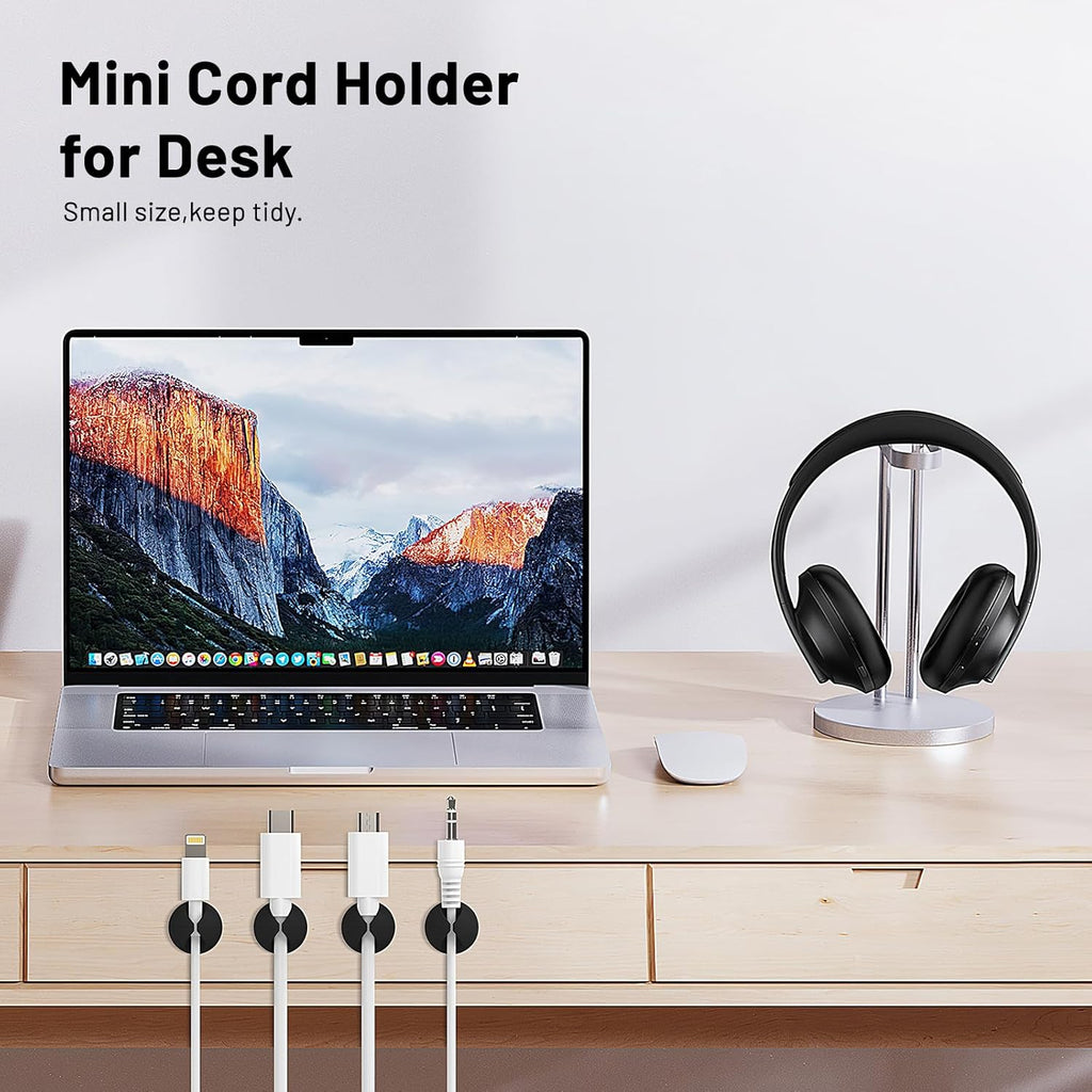 18 Pack Mini Cable Clips, Znben Cord Organizer Holder Adhesive Cord Management Charger Wire Holder Clips for Desk, Home, Office, Car, Cubicle, Nightstand Black