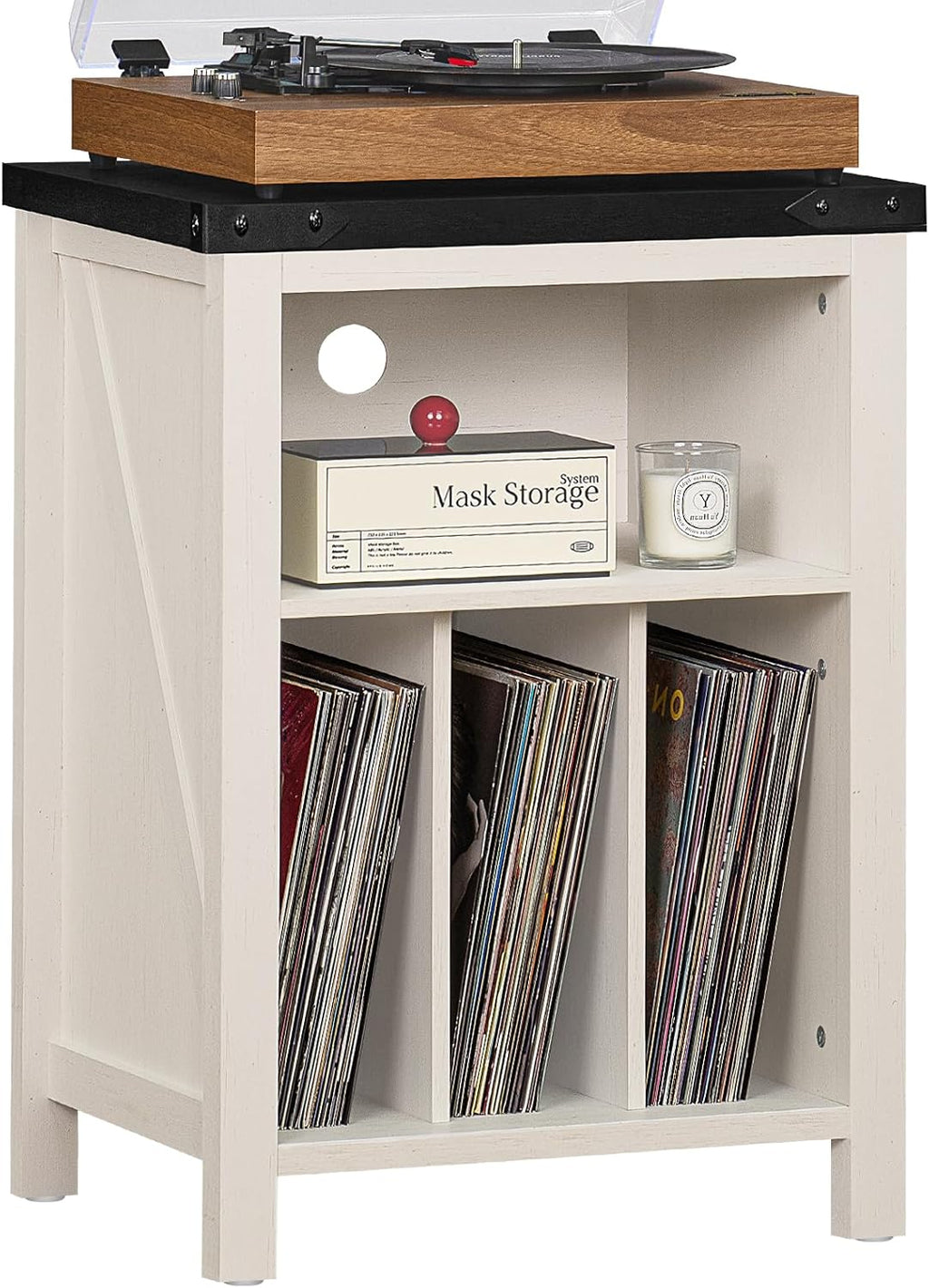 Record Player Stand with Vinyl Record Storage Holds up to 160 Albums,Large Wood Record Player Table Dispaly Shelf，White Turntable Stand Cabinet for Living Room,Bedroom,Office 8