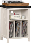 Record Player Stand with Vinyl Record Storage Holds up to 160 Albums,Large Wood Record Player Table Dispaly Shelf，White Turntable Stand Cabinet for Living Room,Bedroom,Office 8