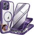 Miracase Magnetic for iPhone 16 Pro Case Full-Body Phone with Built-in Glass Screen Protector, [Compatible with MagSafe] Military Drop Proof 16 Pro Cover Bumper 6.3 inch, Purple