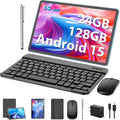 Android Tablet, 11 inch Android 15 Tablet with Keyboard, 24GB+128GB, 1TB Expand, 8000mAh, 5MP+13MP, 2.4G&5G WiFi, IPS Touch Screen, GMS Certified, 2 in 1 Tablets with Case, Mouse, Stylus(Silver)