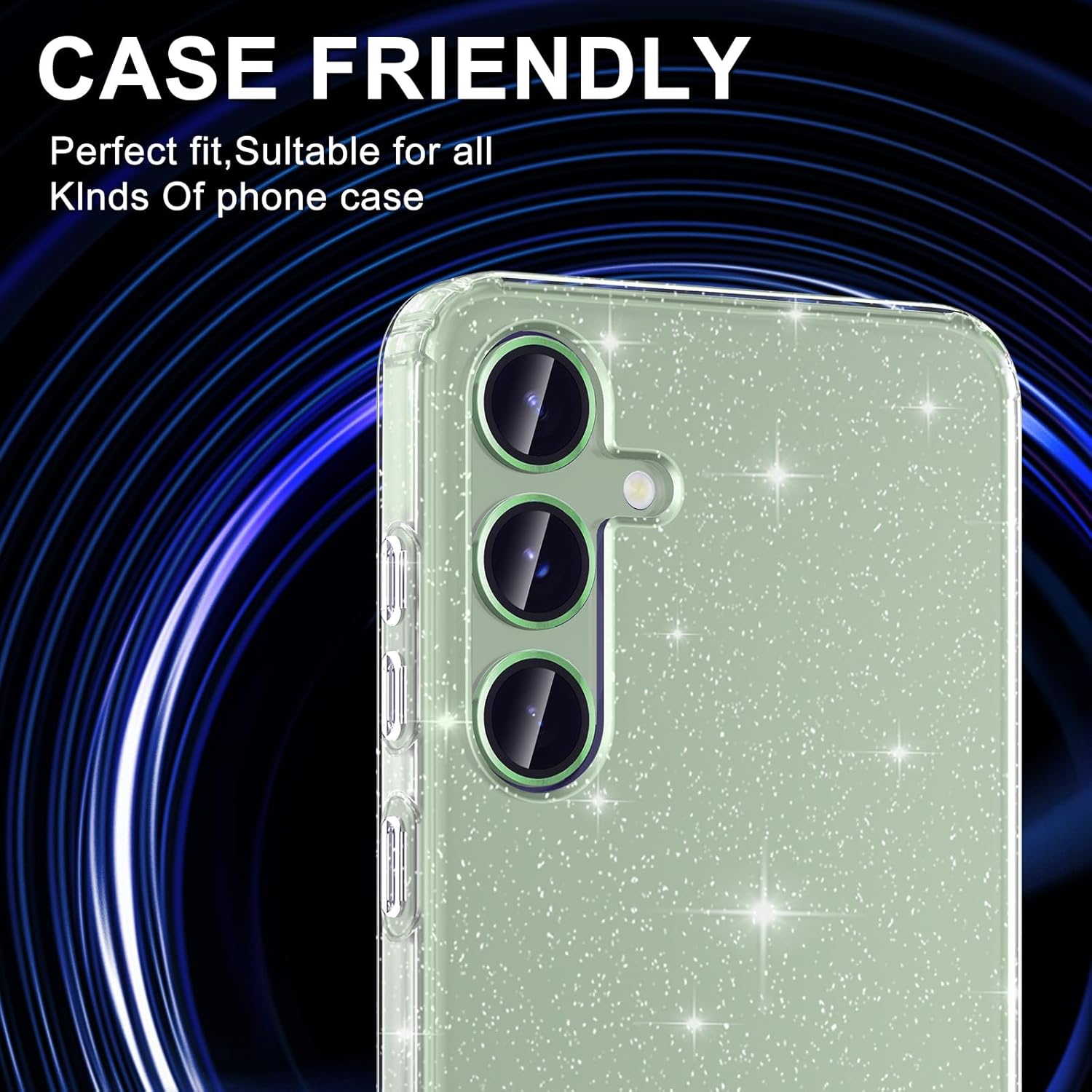 for Samsung Galaxy S25 Plus Camera Lens Protector, Individual Metal Ring Tempered Glass Lens Cover, [Strong Adsorption] Scratch Resistant Ultra-Thin HD Clear Lens Cover, 1 Set-Green