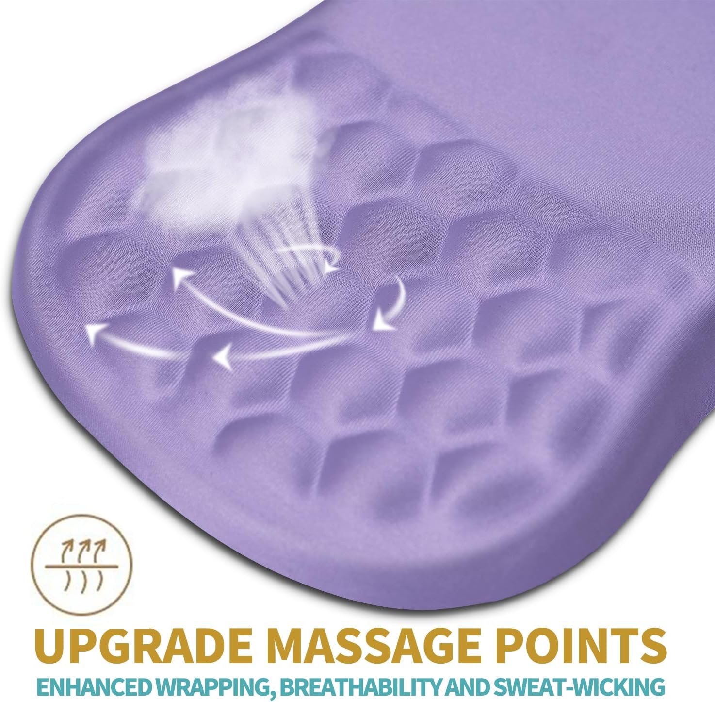 Hokafenle Ergonomic Mouse Pad Wrist Support with Massage Design, Wrist Rest Pain Relief Mousepad with Memory Foam&Non-Slip PU Base, Mouse Pads for Wireless Mouse & Desk (12x8 inch,Lavender)