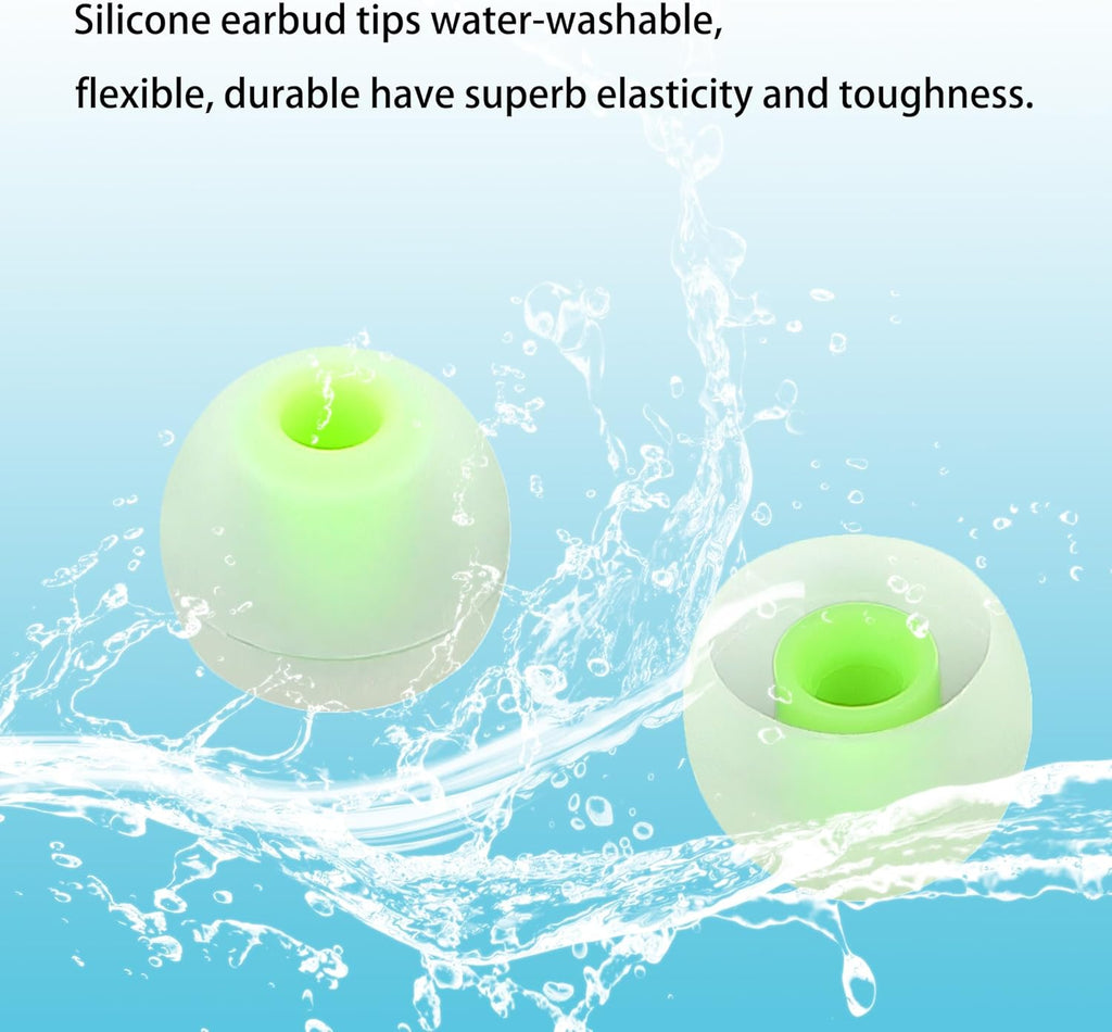 Silicone Earbud Tips - S M L, Fit Most In-Ear Earbuds (Inner Hole 3.8mm - 5.1mm), 9 Pairs