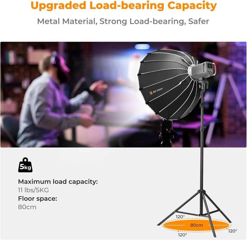 K&F Concept Light Stand for Photography, 7.5ft/2.3M Portable Extendable Photo Video Tripod Stand, Lighting Tripod with 1/4" Screw for Lighting/Strobe Light/Webcams/Cameras/Softbox, with Storage Bag