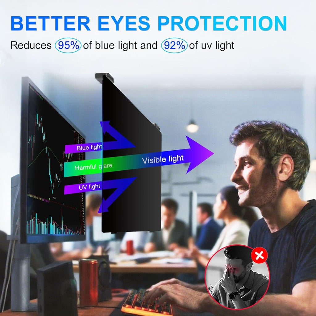 Magnetic 27 Inch Privacy Screen for Computer Monitor 16:9 Aspect Ratio, Hanging Removable Anti-Blue/Glare Protector Film, Anti Spy Desktop Security Private Filter 27in