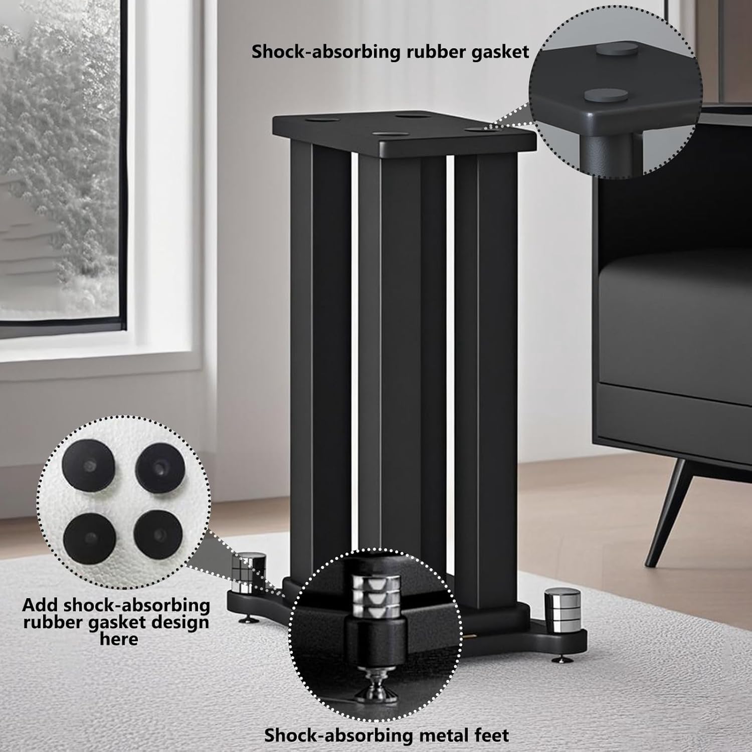 A Pair of Speaker Stands, Bookshelf Speaker Stand Steel Frame Support for Speakers up to 40 kg, Vibration-Absorbing MDF Design, Universal Speaker Stand Improves Sound Quality (50cm/19.6in)