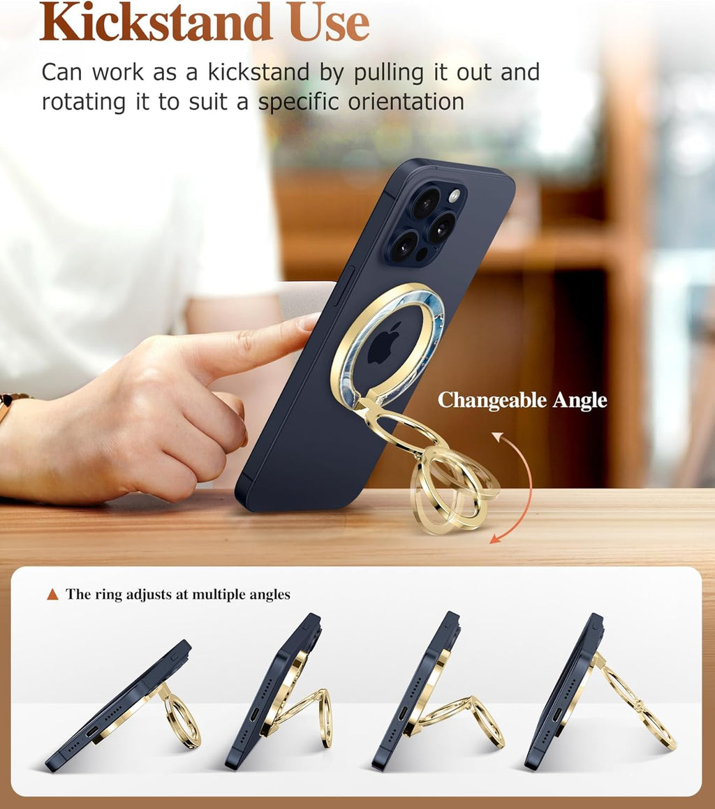 GVIEWIN Magnetic Phone Ring Holder, Compatible with MagSafe Phone Grip with Adjustable Stand, Magnet Phone Ring Kickstand for iPhone 16 Pro Max/Plus/15/14/13/12 Series/Other Phones (Polar Cloud)