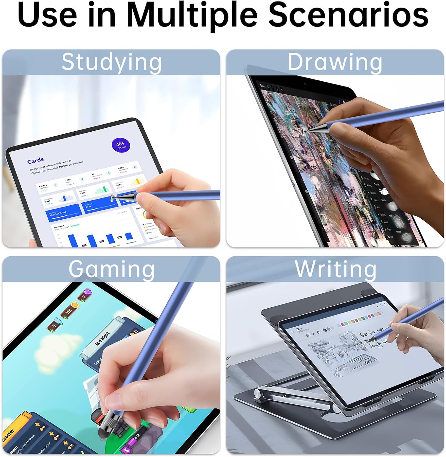 Bopomofo Stylus (5 Pcs),2-in-1 Stylus Pen for Touchscreen, High Precision and Sensitivity, Suitable for iPhone/ipad/Android Tablets, Compatible with All Touch Screens,Blue