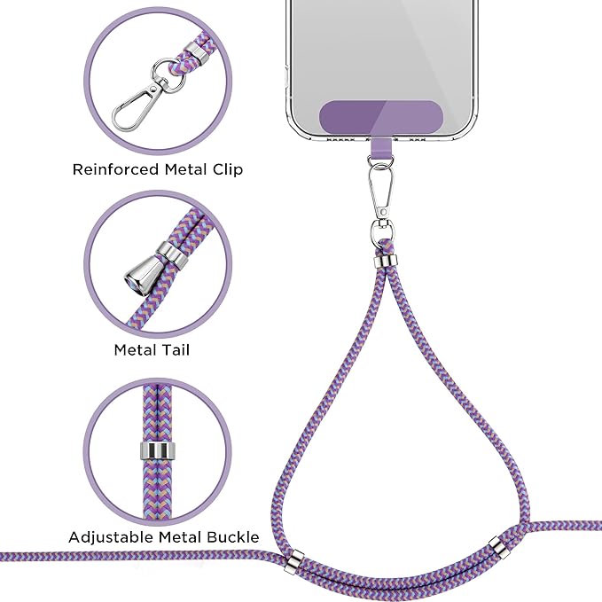 CACOE Phone Lanyard 2 Pcs-1 Pcs Adjustable Neck Strap, 2 Pads, Universal - Image 5